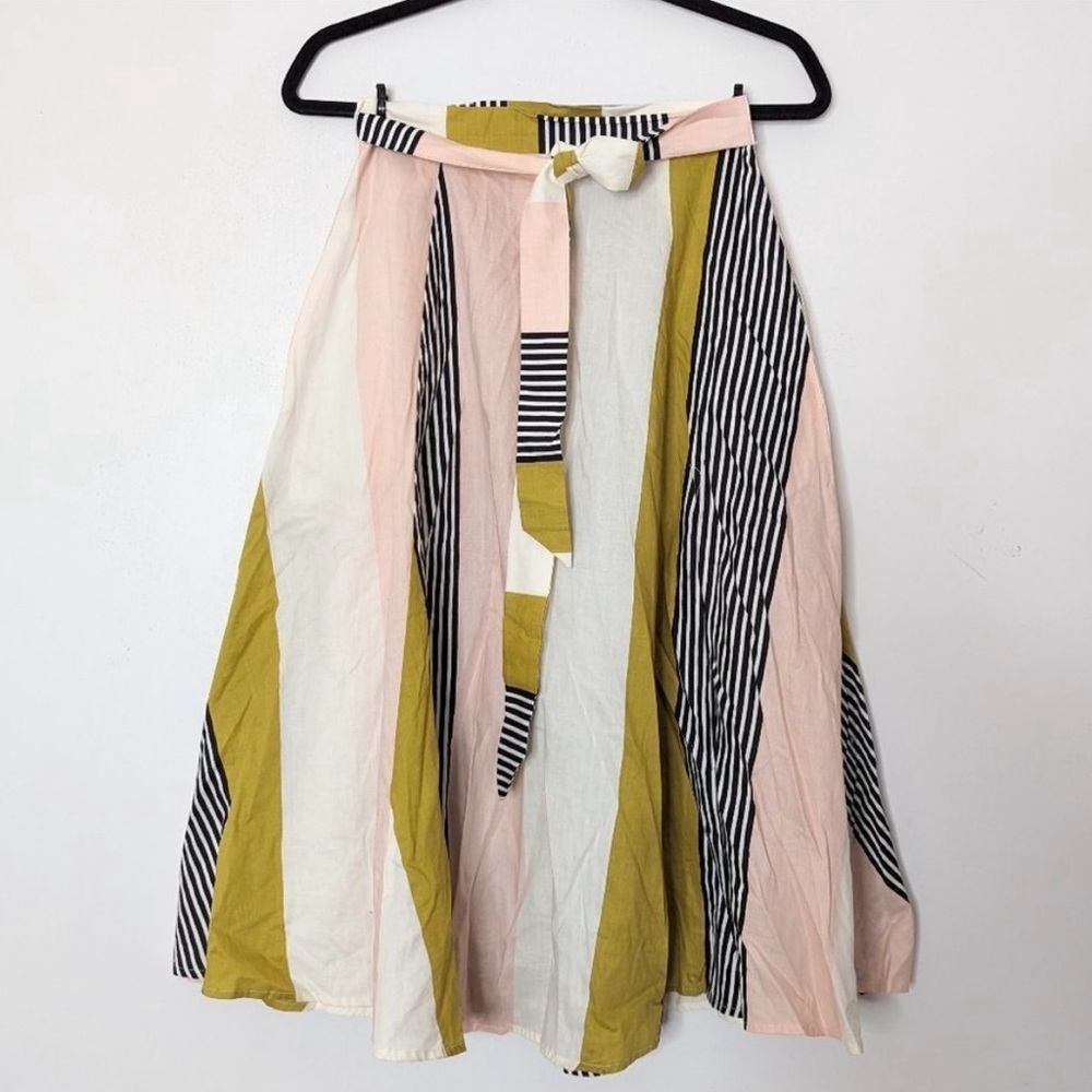 ModCloth x Collectif Eva A Line Color Block Midi Skirt Juicy Stripes XS